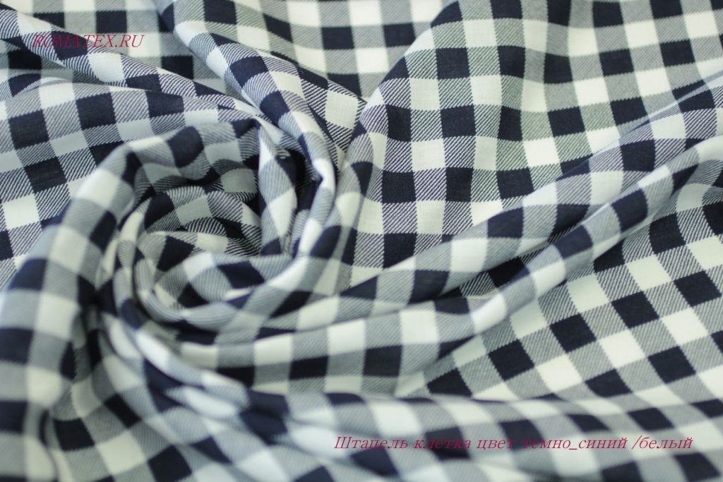 штапель клетка цвет темно синий/белый штапель клетка цвет темно синий/белый