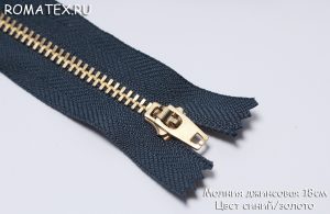 Ткань молния джинсовая неразъемная цвет синий/золото
